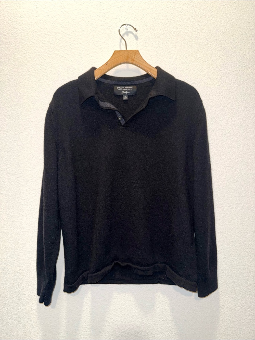 Banana Republic Italian Merino 100% Wool Sweater Men’s XL Black Baruffa